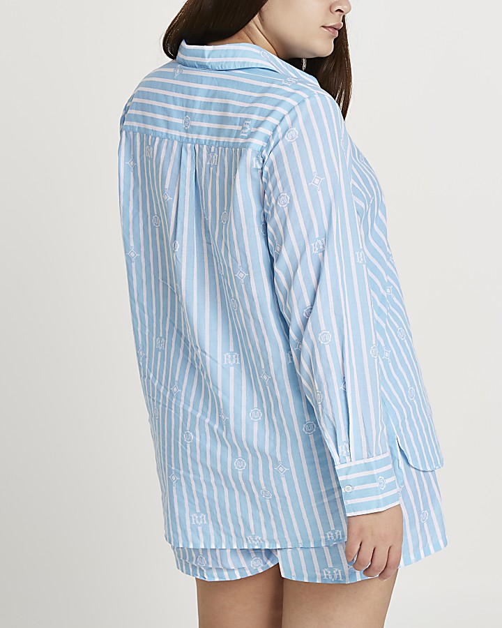 Plus Blue stripe oversized mini bed shirt