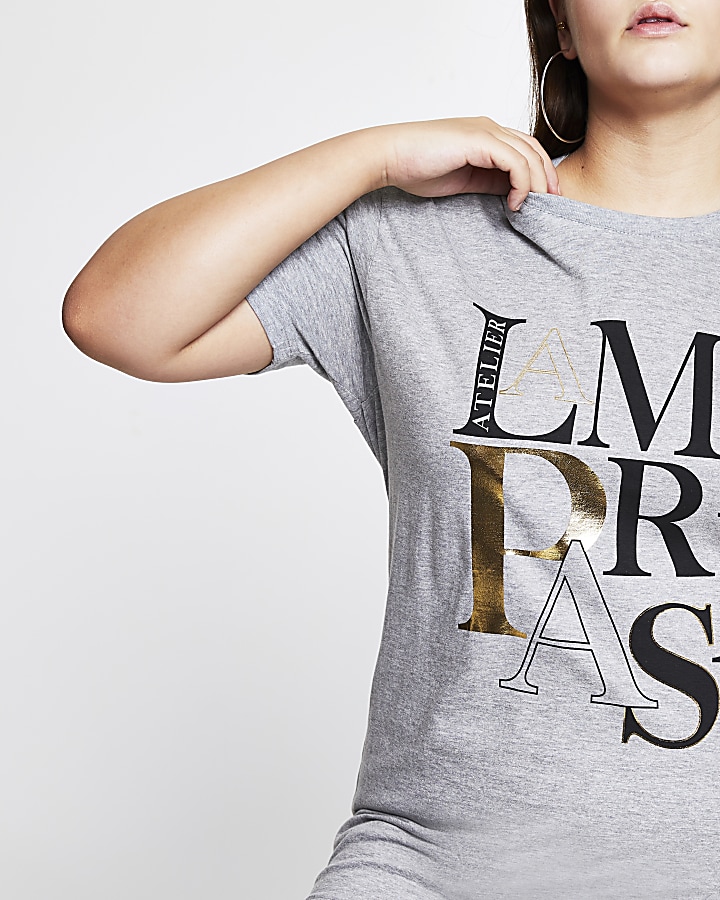 Plus grey 'La Mode Paris' t-shirt