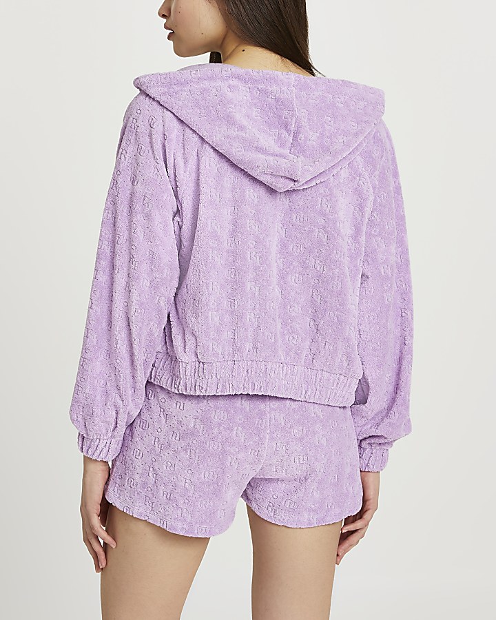 Purple RI logo zip front hoodie