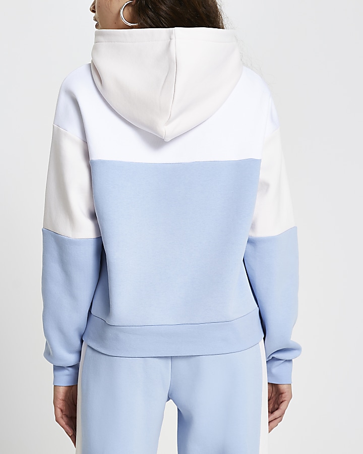 Blue 'Couture' colour block hoodie