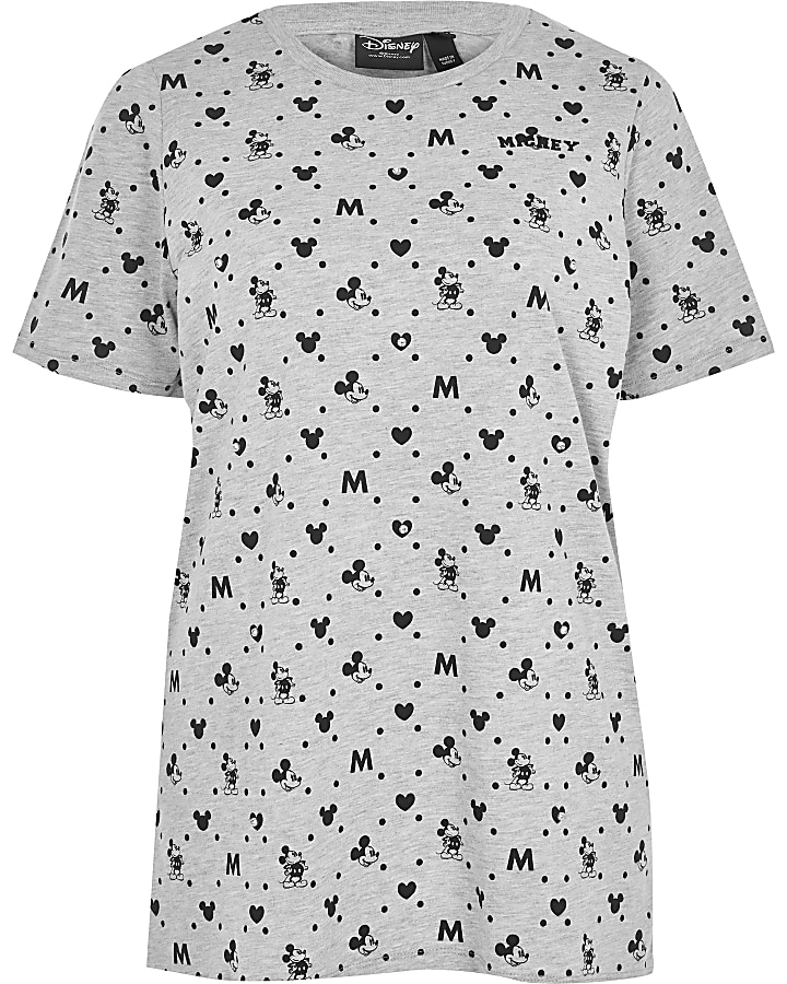 Grey Mickey Mouse diamante boyfriend t-shirt