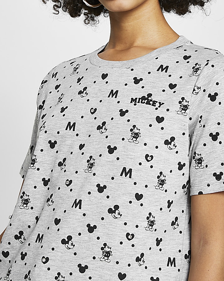 Grey Mickey Mouse diamante boyfriend t-shirt