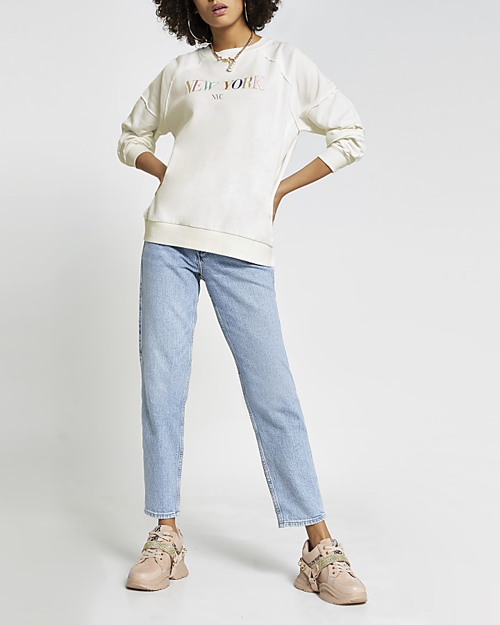 White New York embroidered sweatshirt