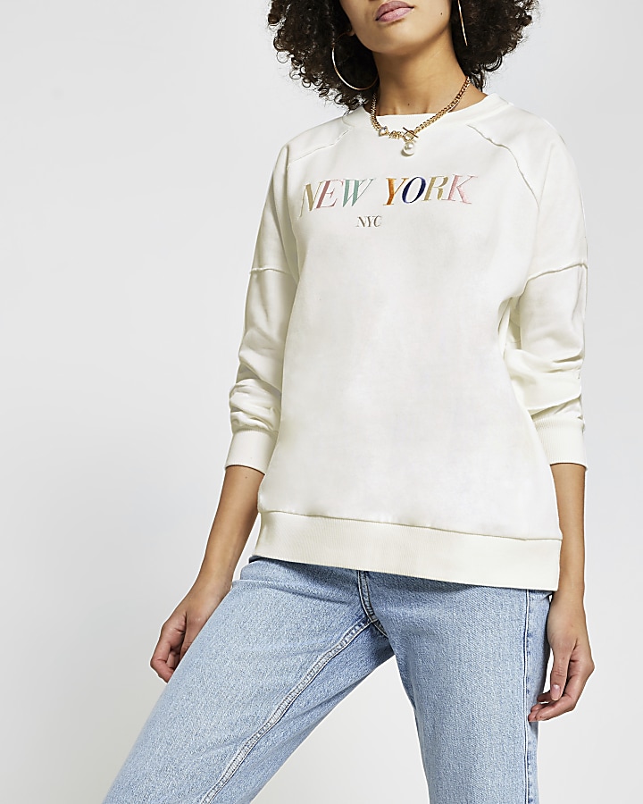 White New York embroidered sweatshirt
