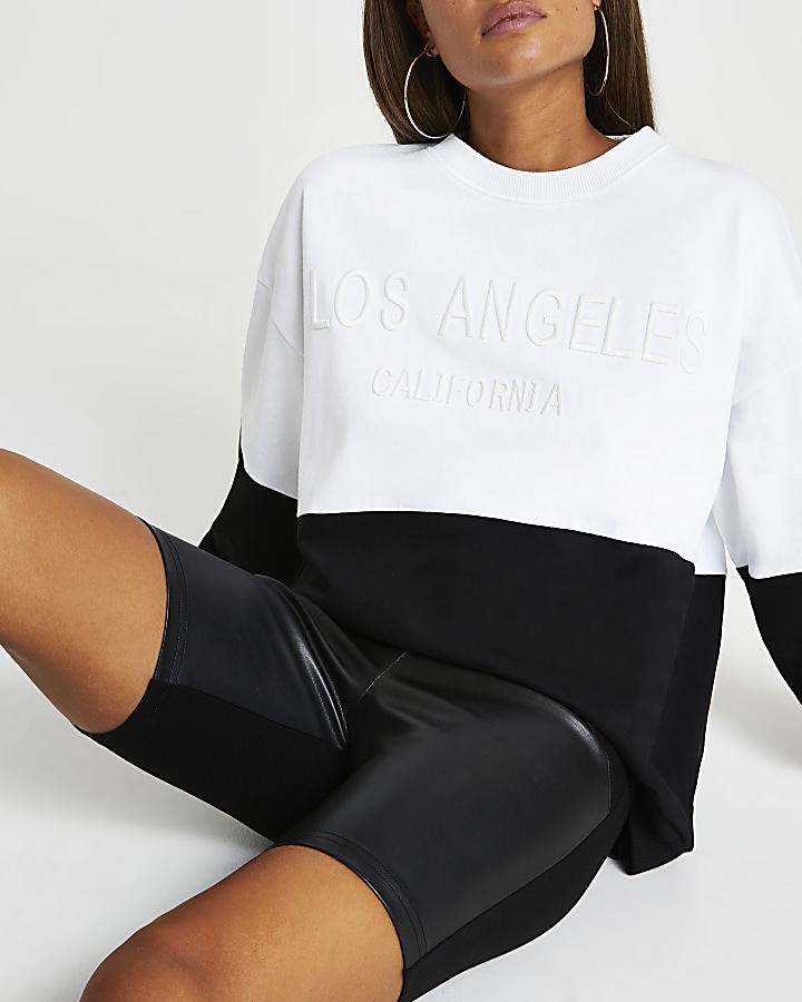 White 'Los Angeles' colour block sweatshirt