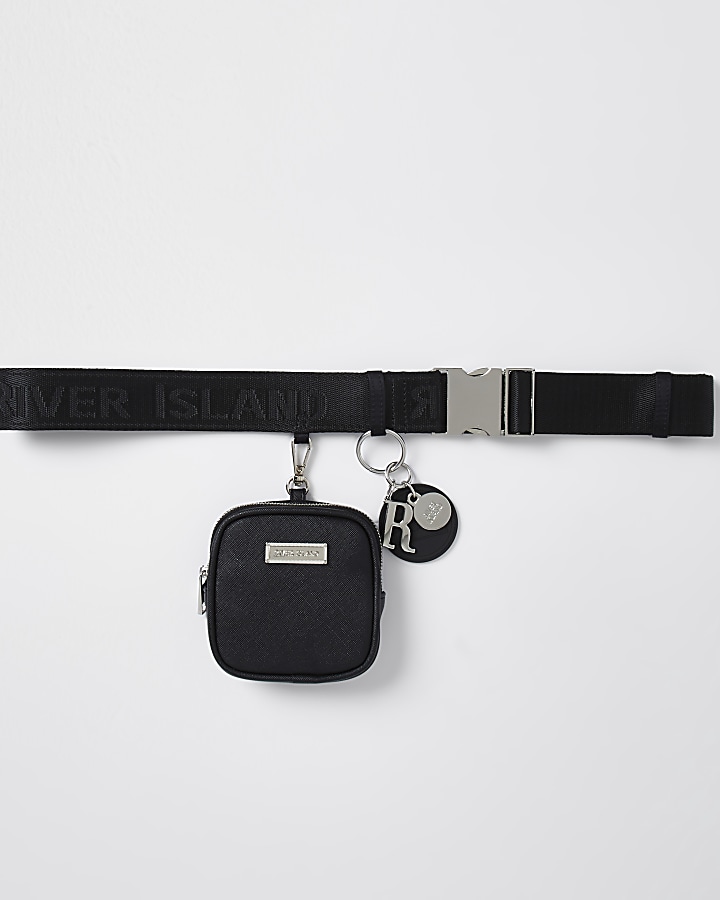 Black clip on purse belt