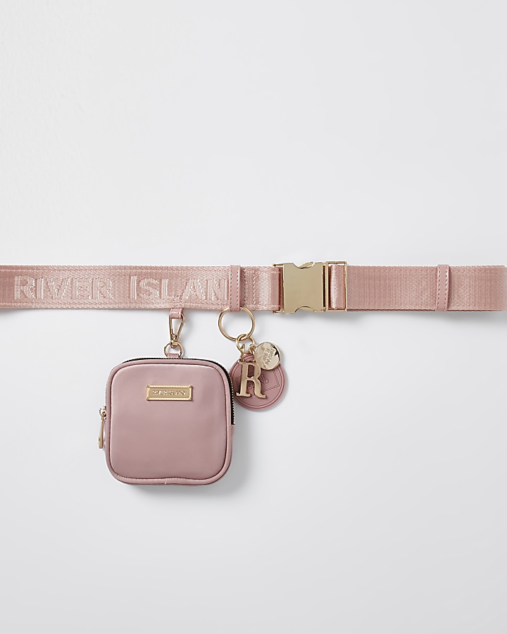 Pink clip on purse belt