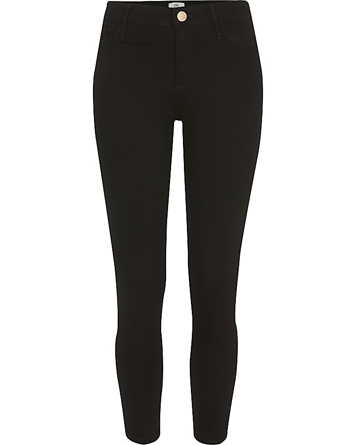 Petite black Molly mid mise skinny jeans | River Island