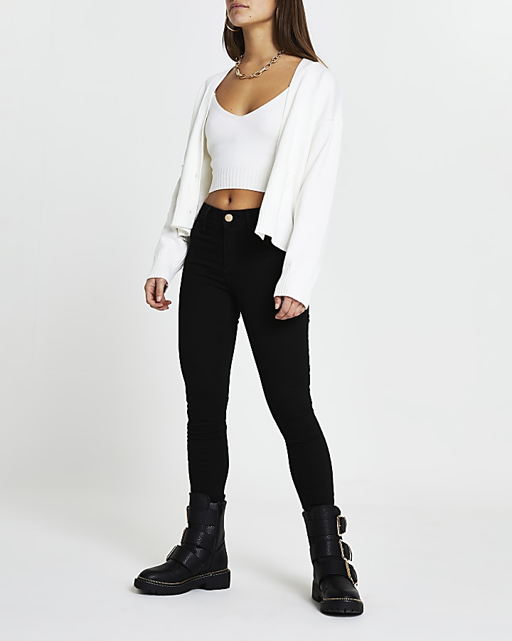 Petite black Molly mid mise skinny jeans