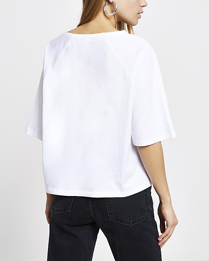 White RVR chest print short sleeve t-shirt