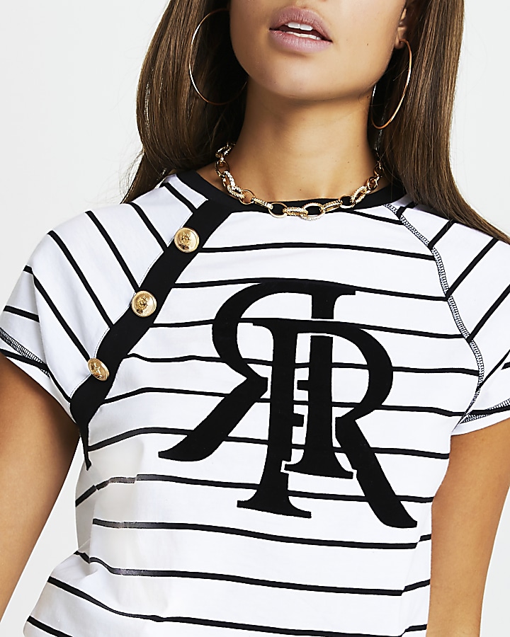 White 'RR' stripe short sleeve t-shirt