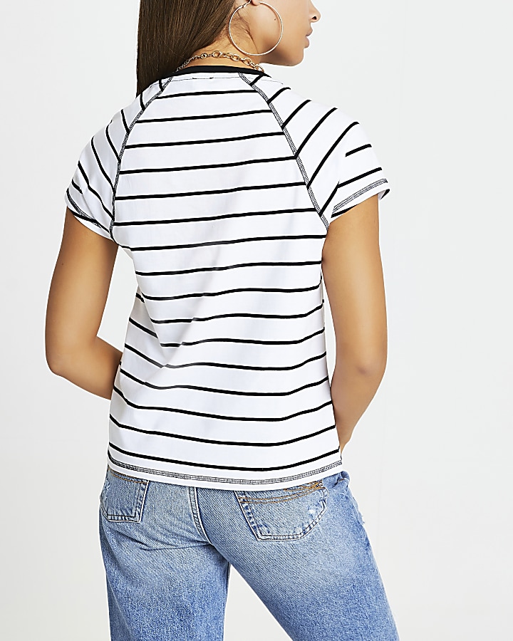 White 'RR' stripe short sleeve t-shirt