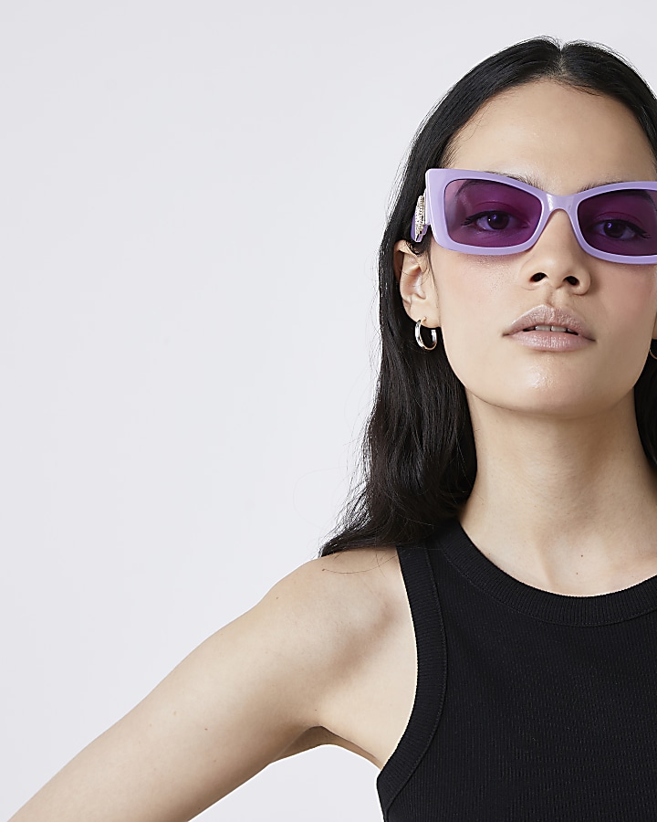 Purple flared cat eye sunglasses