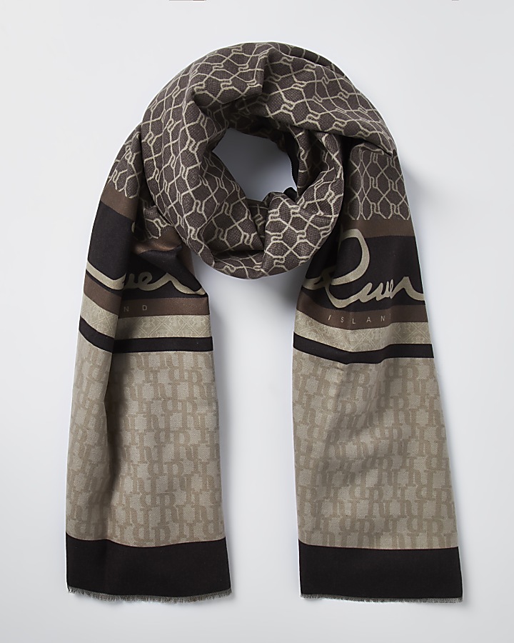 Brown RI monogram scarf