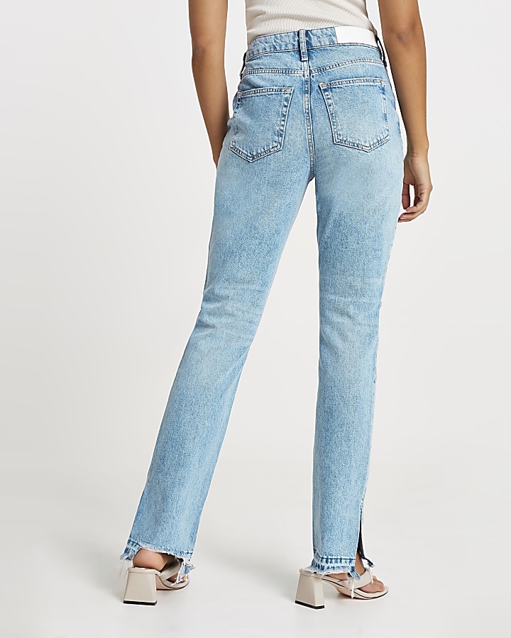 Blue ripped high waisted slim fit jeans