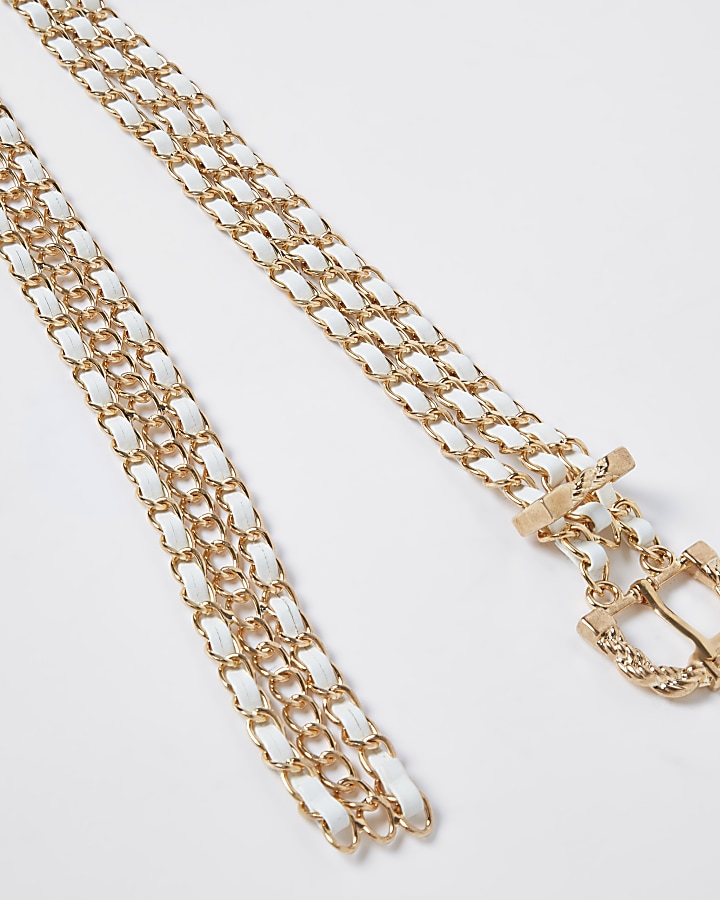 Cream triple chain weave belt