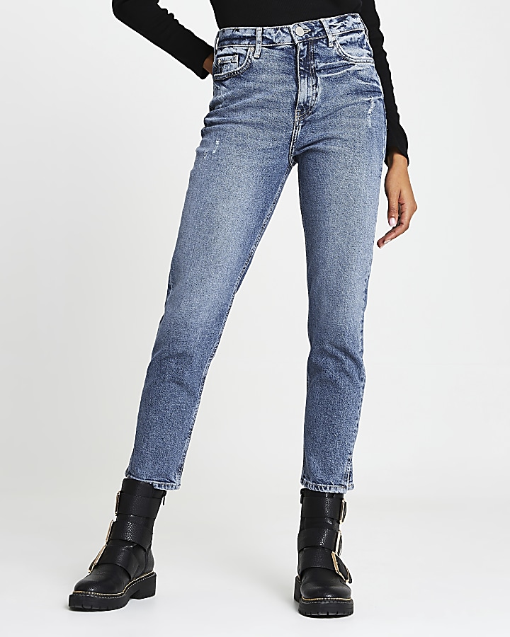 Blue high waisted slim fit jean