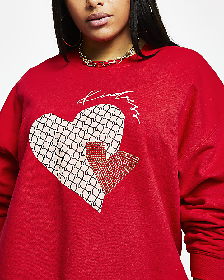 Plus red 'Kindness' RI monogram sweatshirt