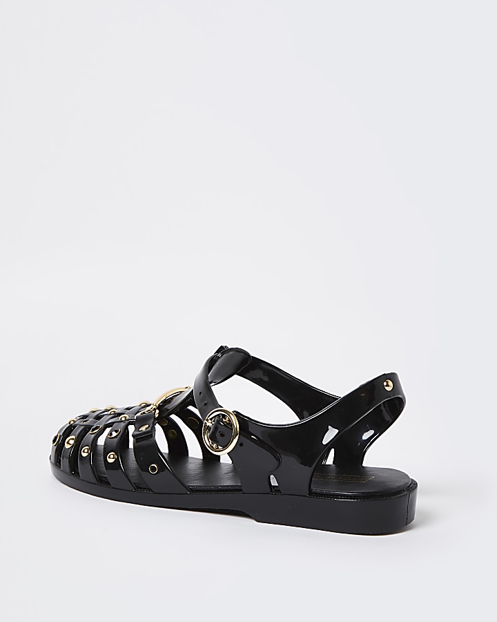 Black jelly gold studded sandal