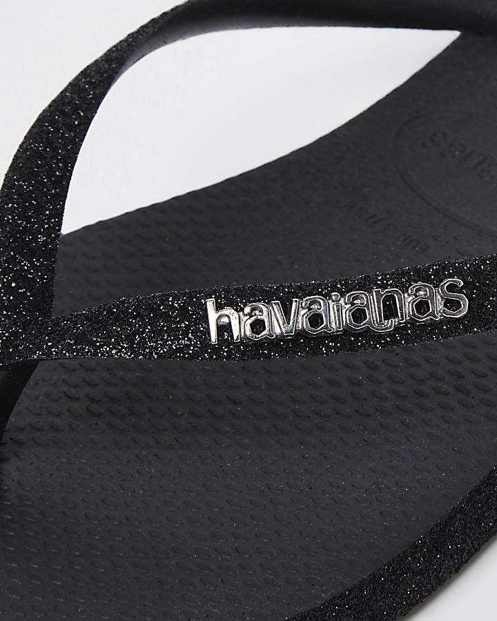 Havaiana black slim sparkle flip flops