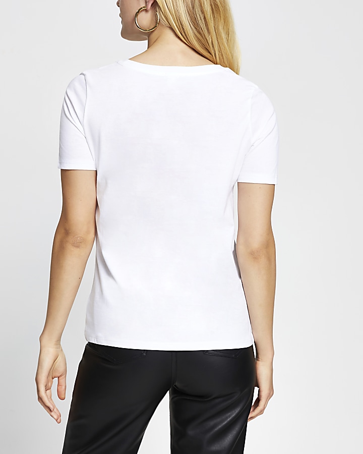 White short sleeve 'The Strand' print t-shirt