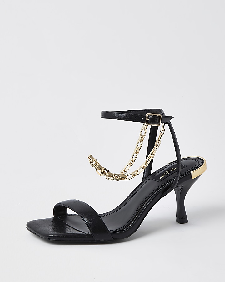 Black wide fit gold chain heel