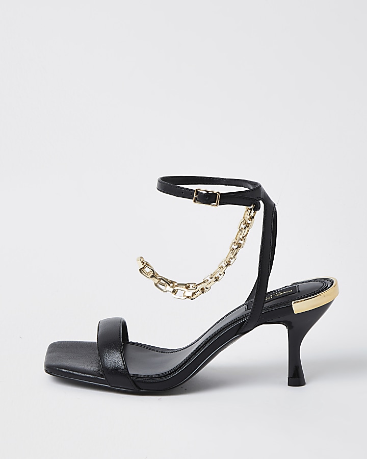 Black wide fit gold chain heel