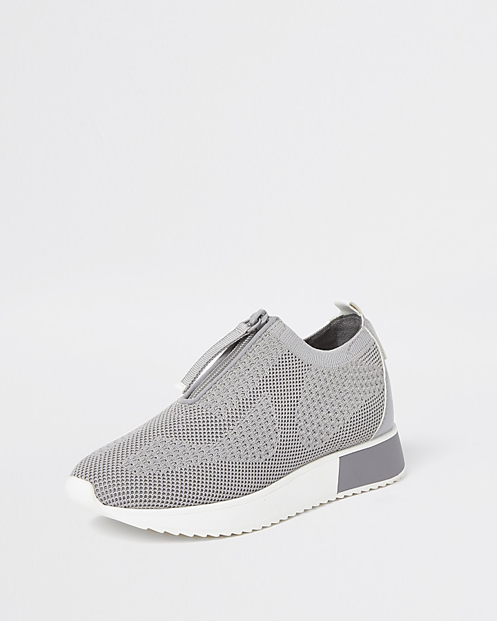 Grey knitted runner trainers