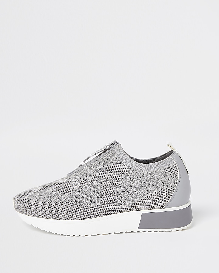 Grey knitted runner trainers