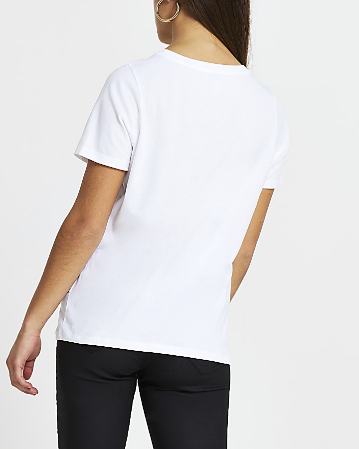 Petite white RI monogram short sleeve t-shirt