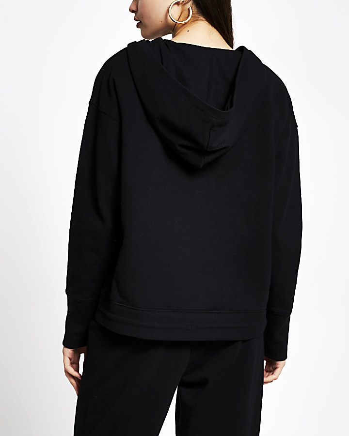 Black 'RVR' long sleeve hoodie
