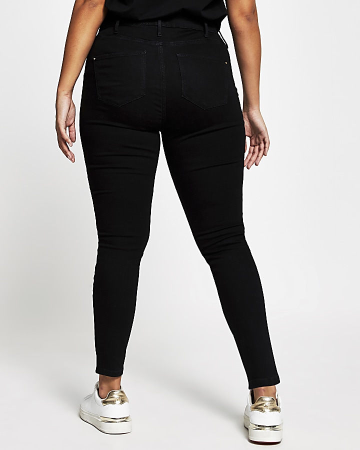 Plus black Molly mid rise skinny jeans