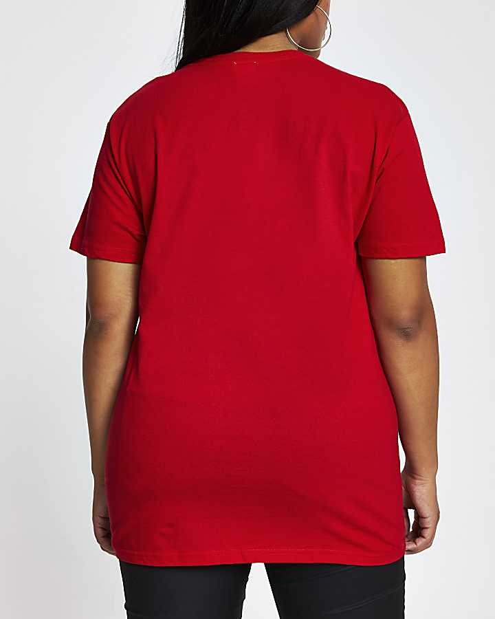 Plus red short sleeve 'Chanceux' t-shirt