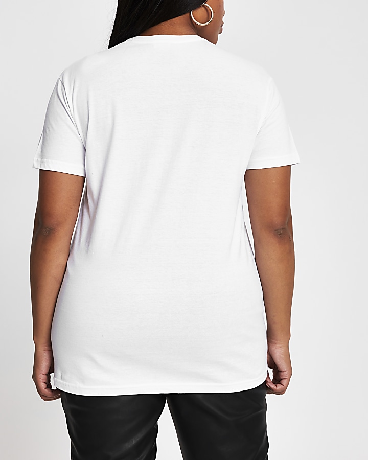 Plus white short sleeve  printed t-shirt