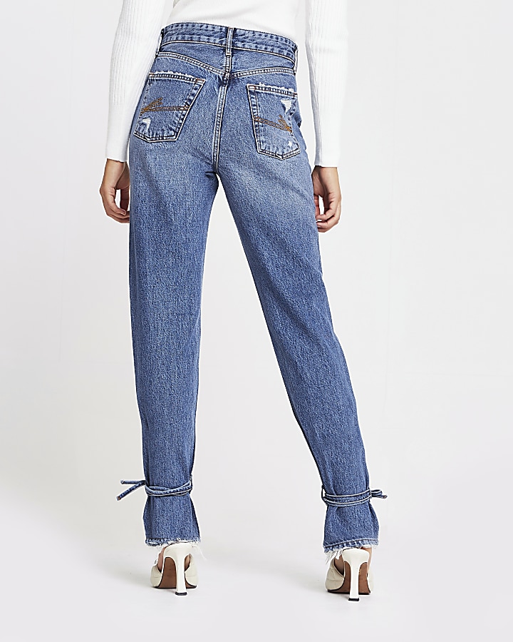 Blue Ripped high waisted slim fit jean