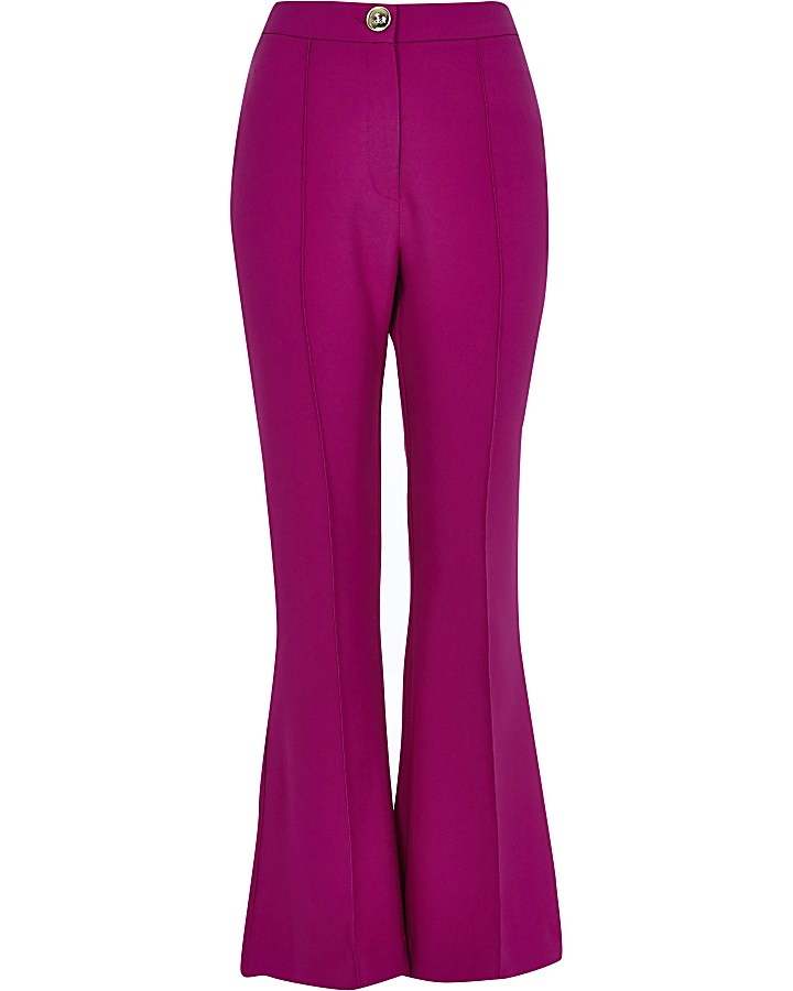 Pink flare fitted trousers