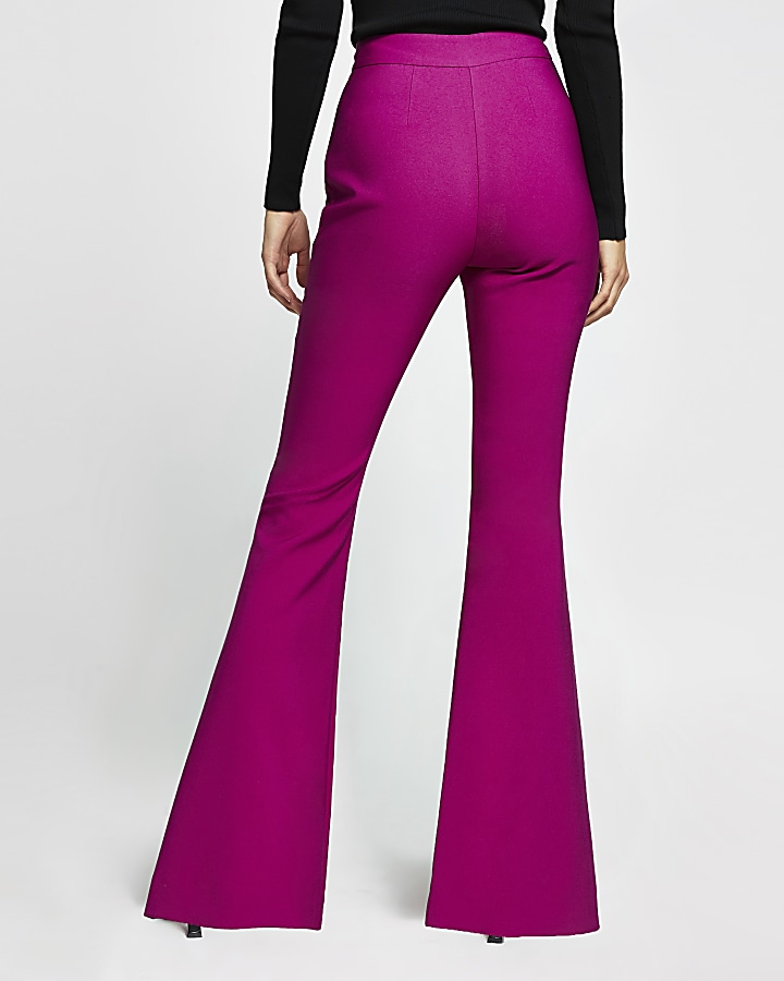 Pink flare fitted trousers
