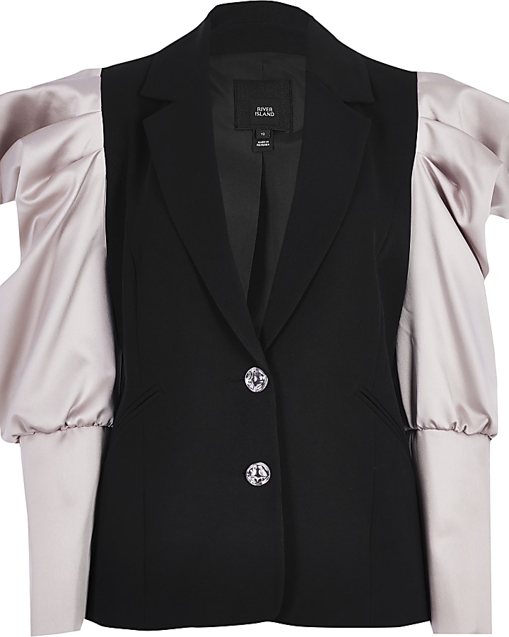 Black contrast sleeve blazer
