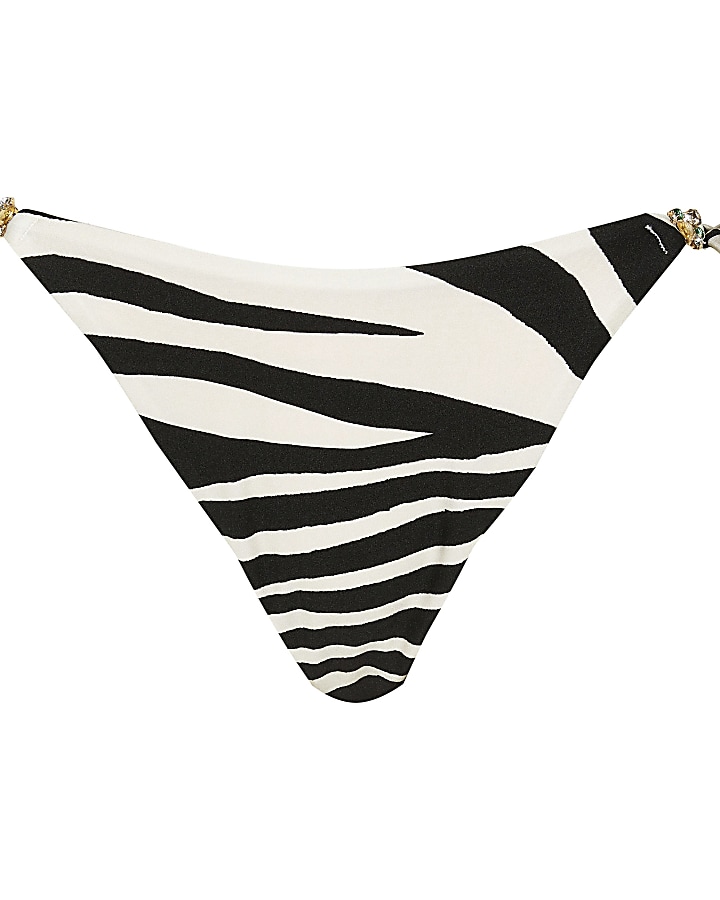 White zebra tie side bikini briefs