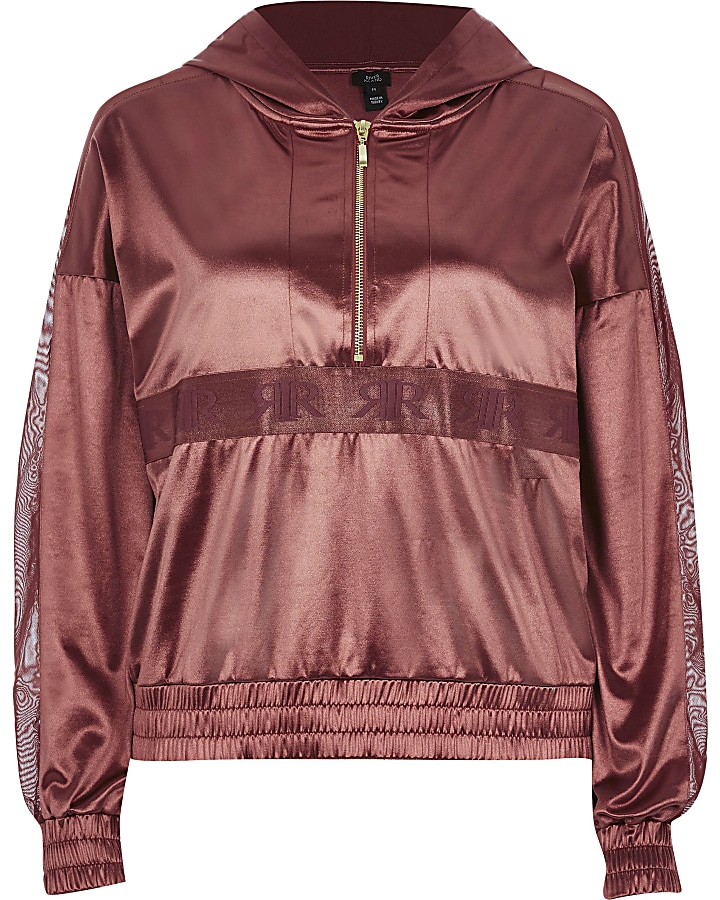 Intimates pink satin RI branded hoodie