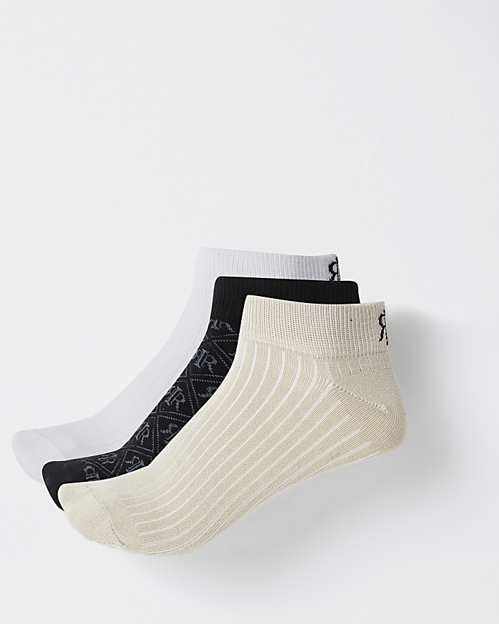 White RIR trainer socks 3 pack