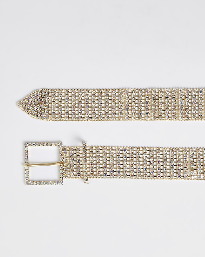 Gold diamante embellished belt