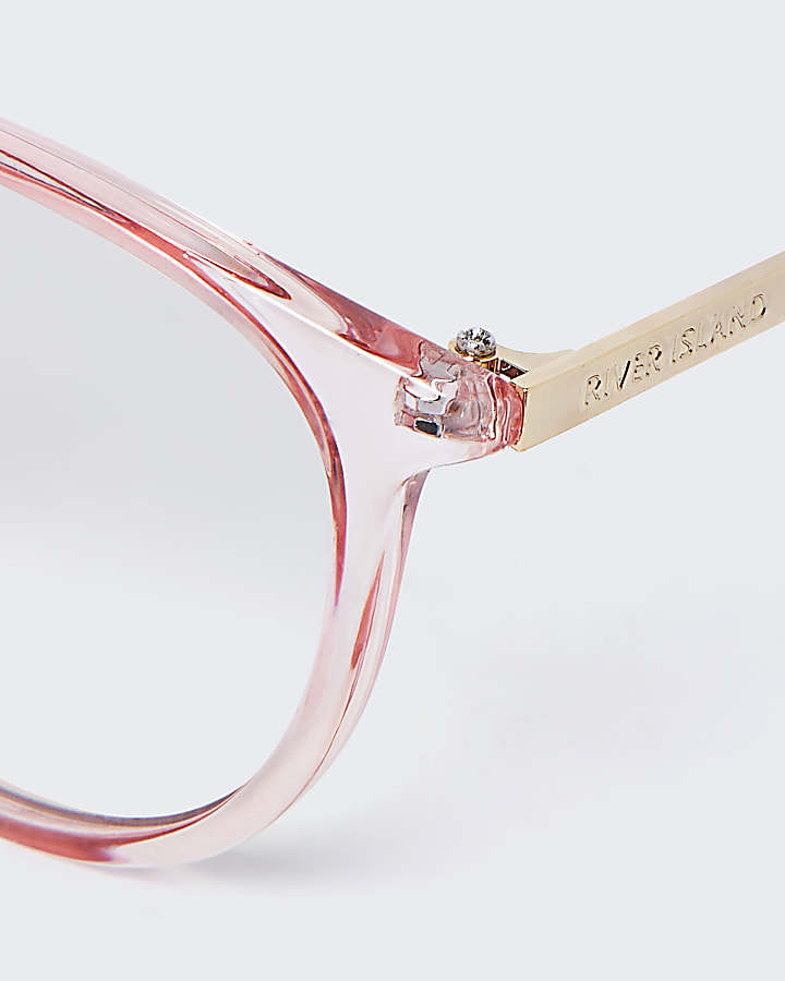Pink blue light lens preppy frame sunglasses