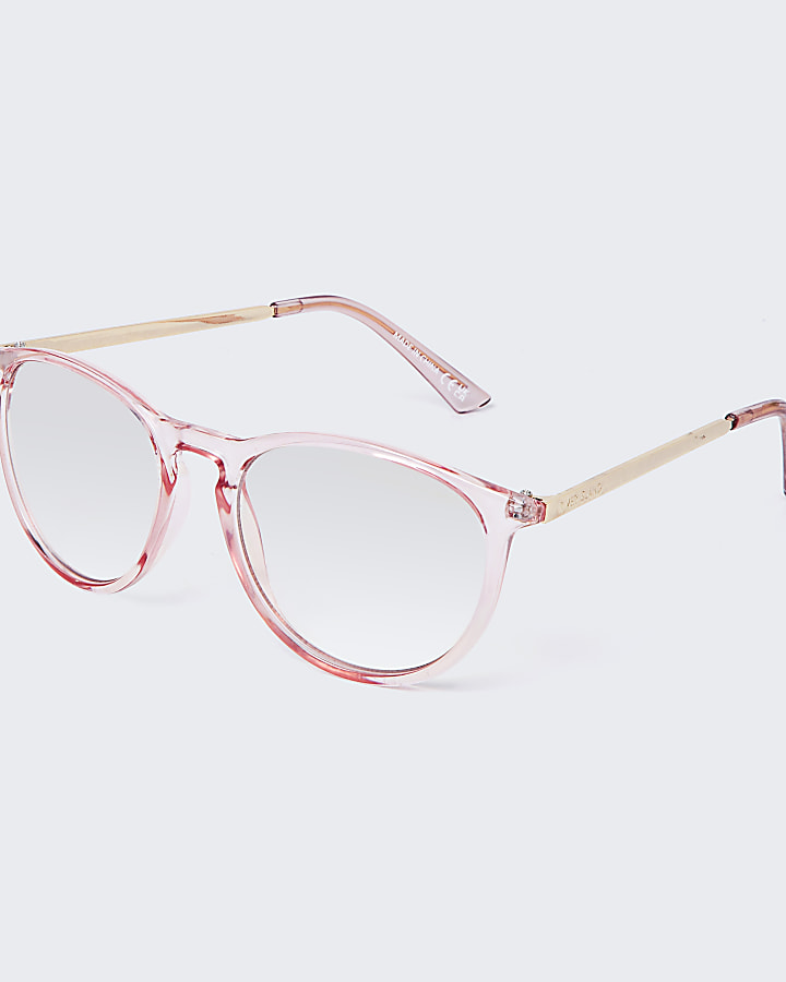 Pink blue light lens preppy frame sunglasses