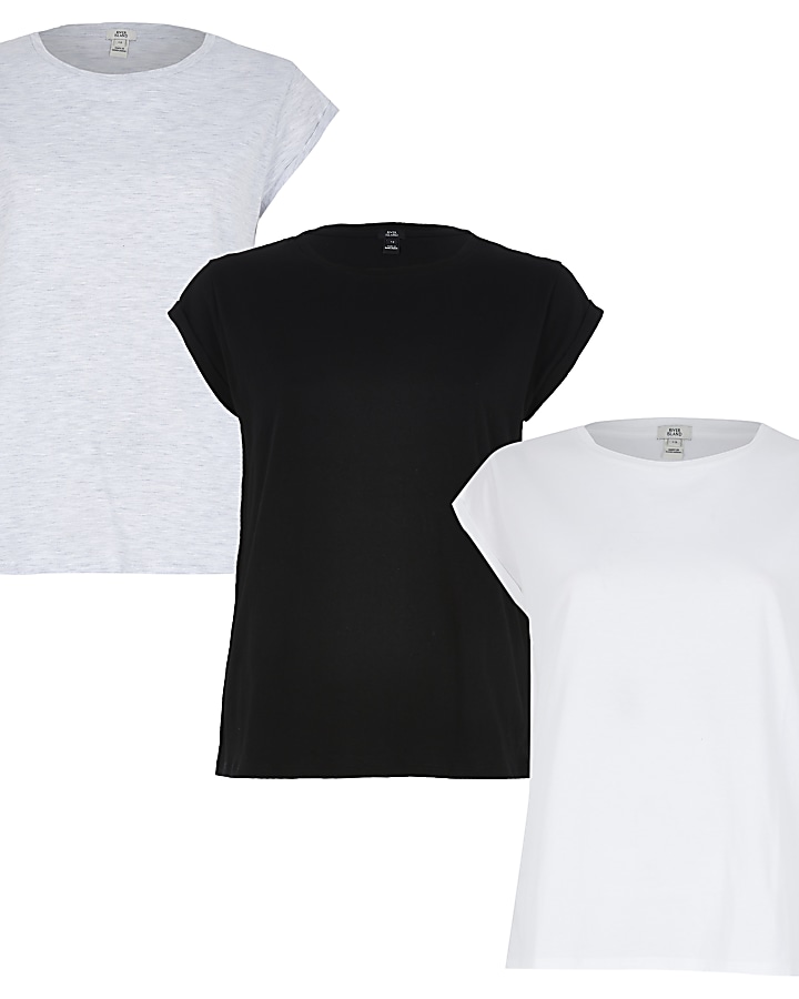 Black multi-coloured t-shirts 3 pack