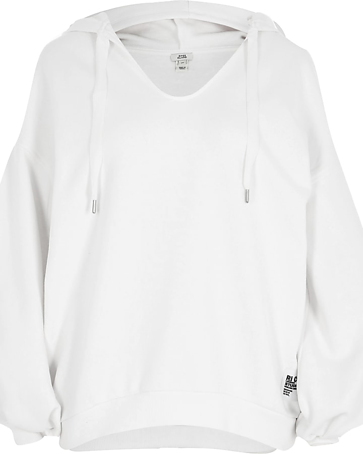 White fleece oversized hoodie