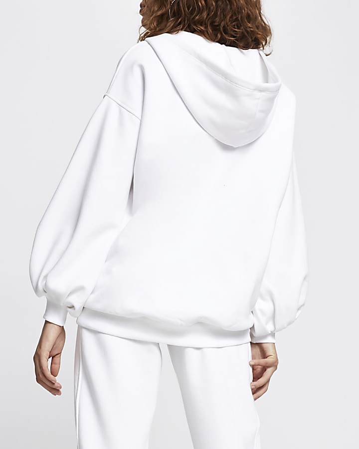 White fleece oversized hoodie