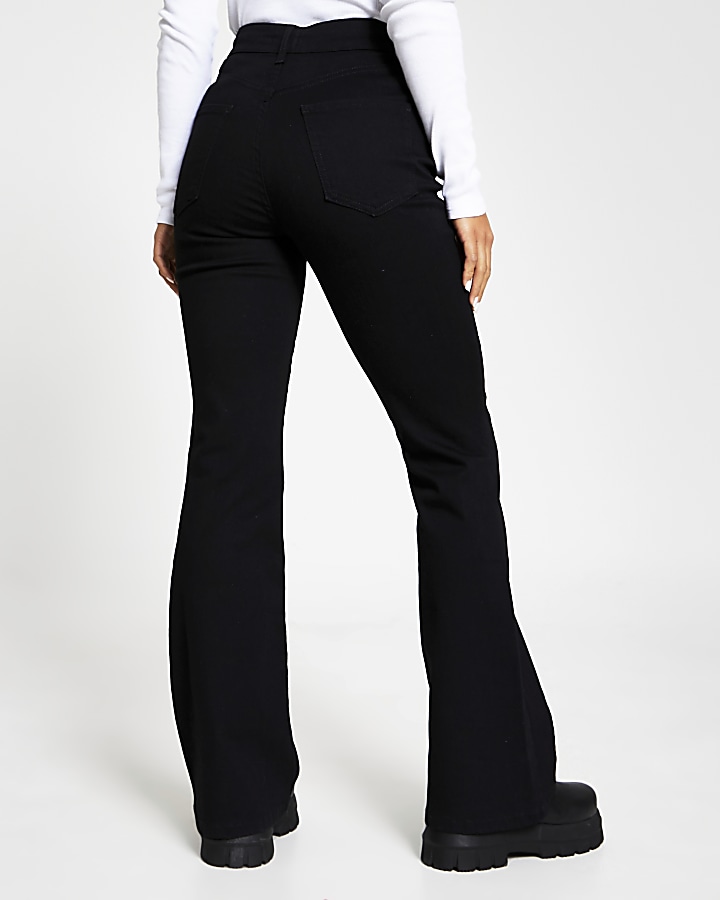 Petite black high waisted bootcut jeans