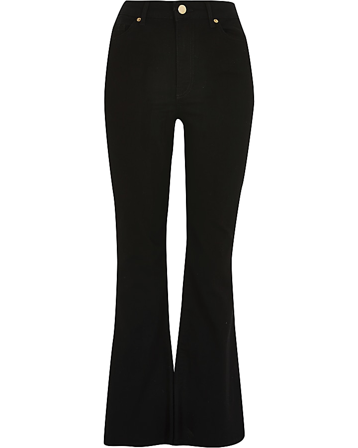 Petite black high waisted bootcut jeans