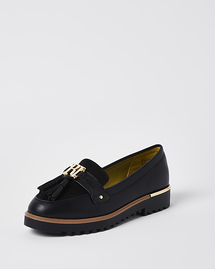 Black RI branded tassel loafers